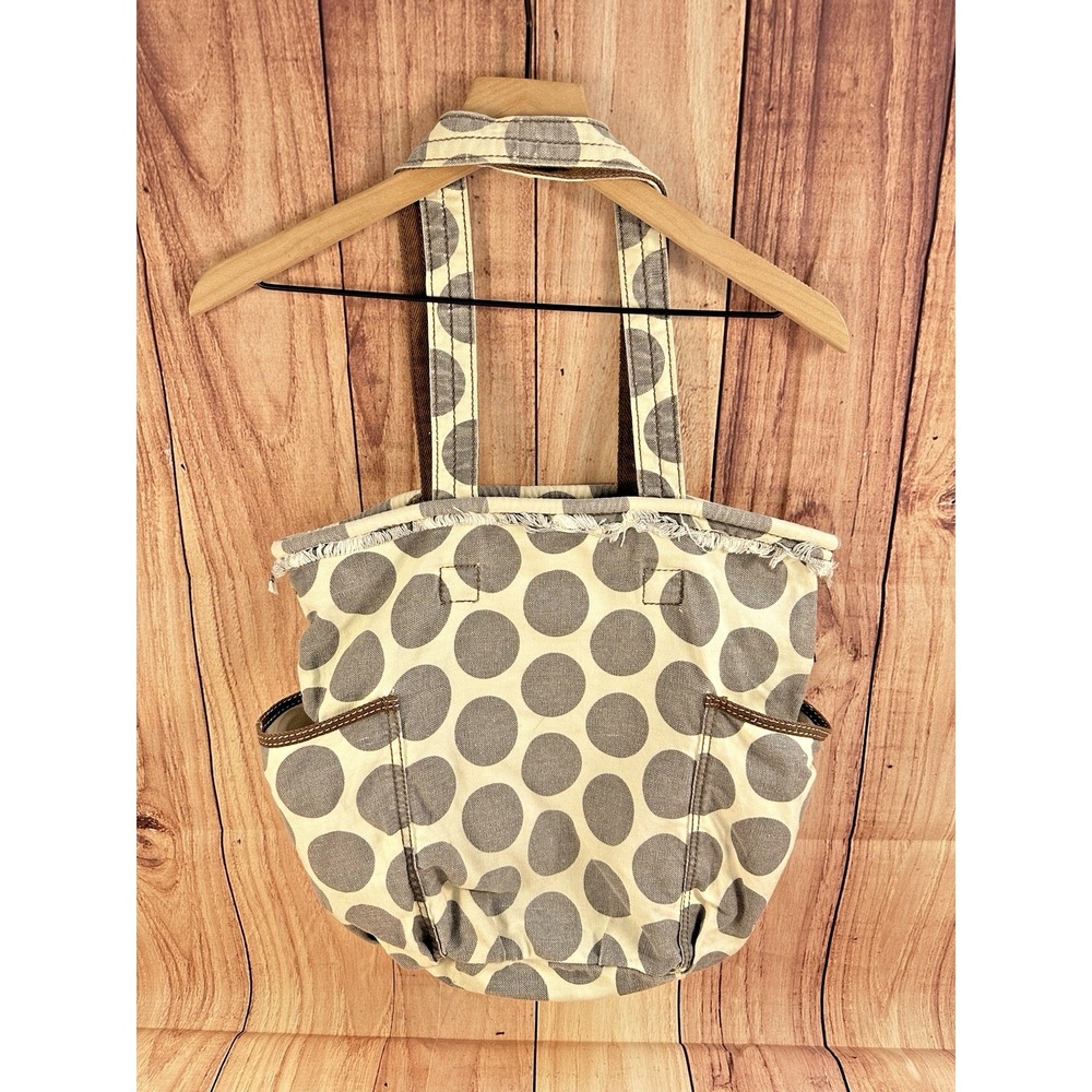 Thirty-One Gray Polka Dot Canvas Tote Bag Shoulder Bag Open top, No Zip MED